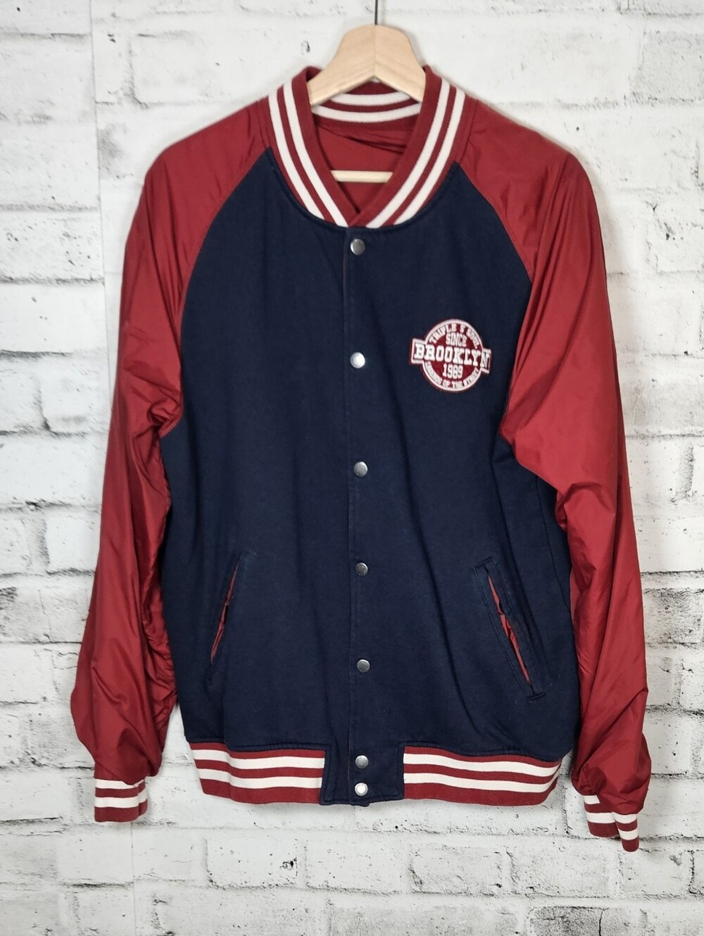 Triple Five Soul Varsity Jacket XXL Brooklyn 1999 Y2K Red Navy T5S